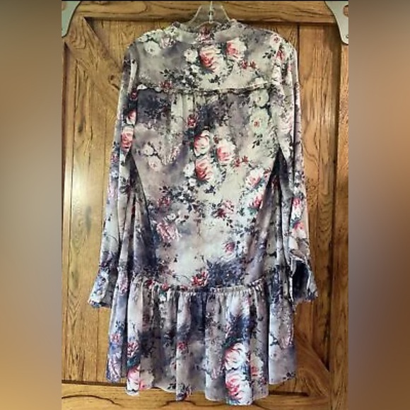 NWT Marchesa Notte Floral Textured Charmeuse Mini Ruffle Trim Dress size 4 - Picture 9 of 11